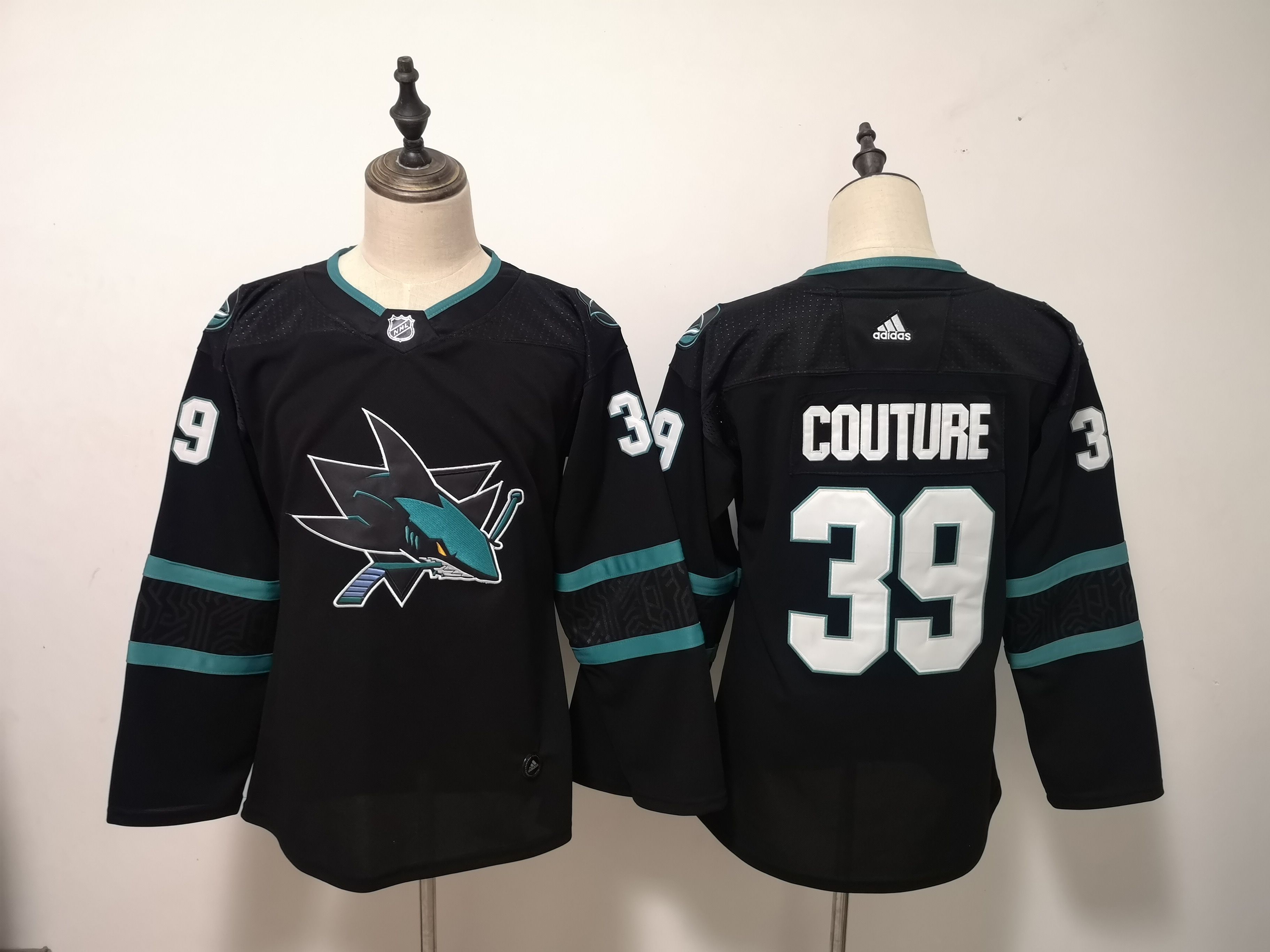 Women San Jose Sharks 39 Couture Black Adidas Stitched NHL Jersey